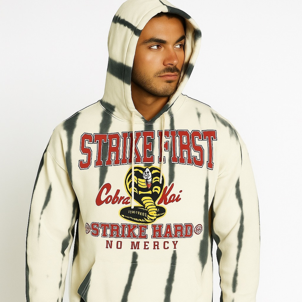 Cobra Kai Strike karate kid movie Men's Tie Dye Graphic Hoodie pullover L 42-44